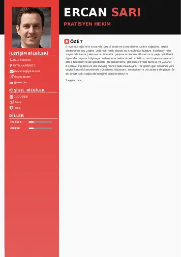 Pratisyen Hekim Cv Örnekleri cv indir